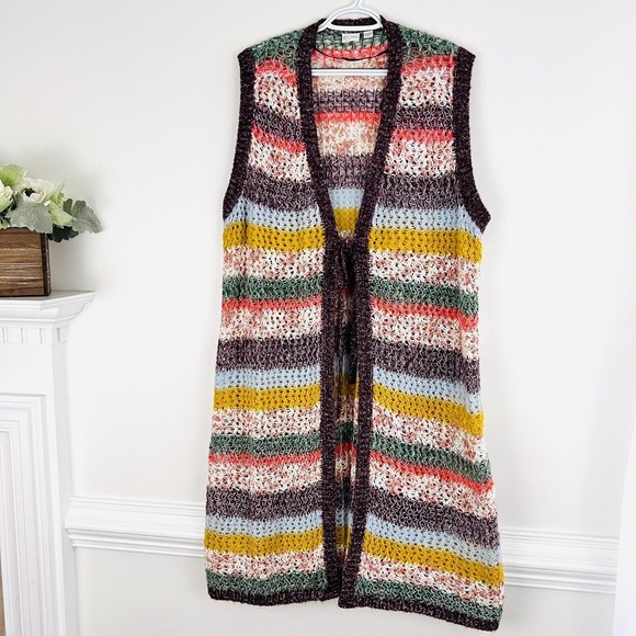 Est. 1946 Sweaters - EST. 1946 Womens Sz 18/20W Bright Multi-Colorful Striped Knit Vest Sweater